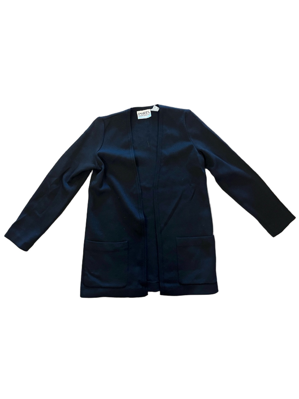 Vintage Ports International Black Pure Virgin Wool Knit Cardigan Size S/M